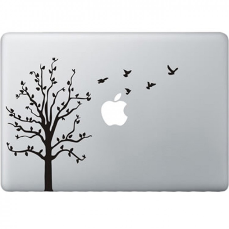 Baum mit Vögel MacBook Aufkleber Schwarz MacBook Aufkleber